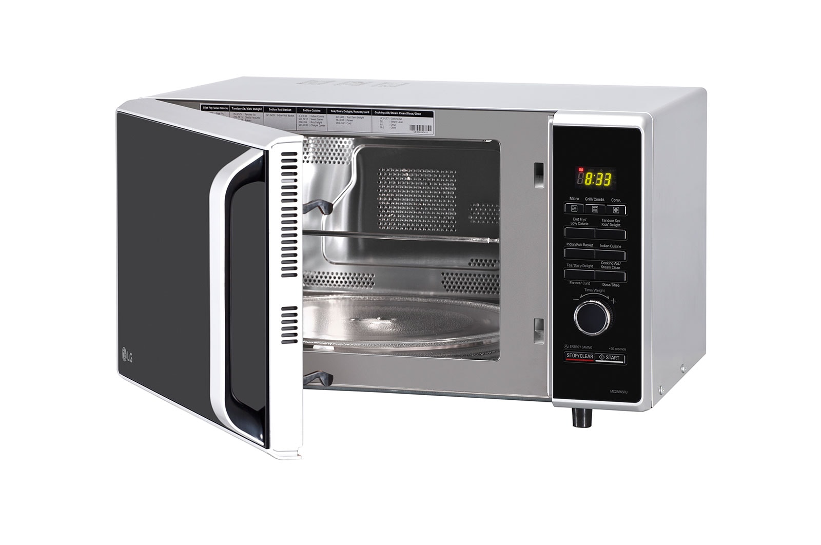 LG 28 L All-In-One Convection Microwave Oven with Motorised Rotisserie, Diet Fry?, 251 Auto Cook Menu, Silver, MC2886SFU