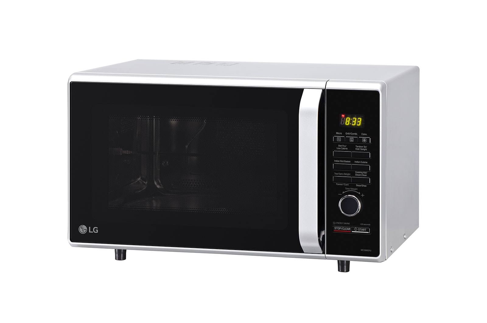 LG 28 L All-In-One Convection Microwave Oven with Motorised Rotisserie, Diet Fry?, 251 Auto Cook Menu, Silver, MC2886SFU