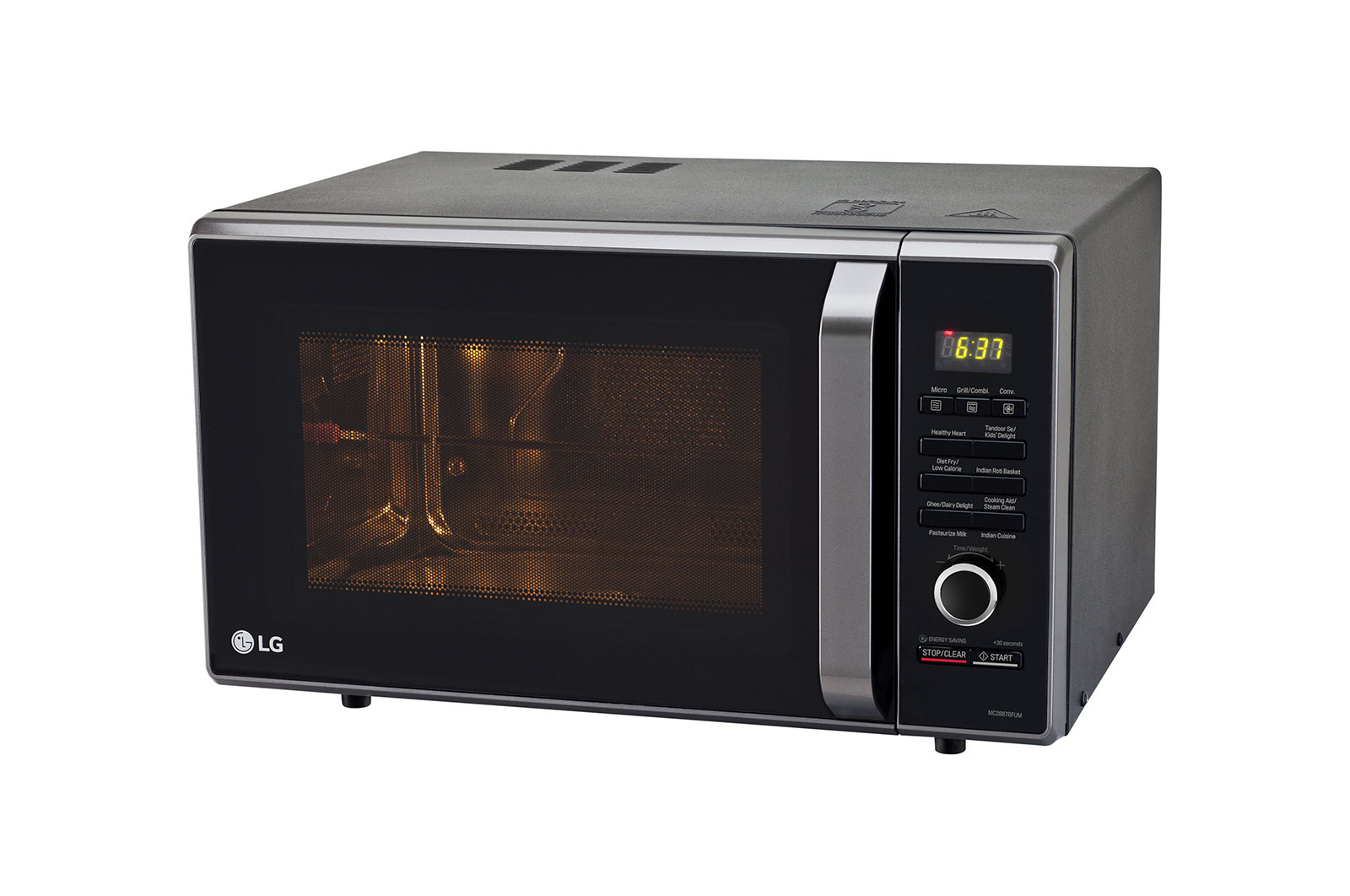 LG 28 L Convection Microwave Oven with 271 Auto Cook Menu, Motorised Rotisserie, Roti Basket, Diet Fry? ( Black), MC2887BFUM