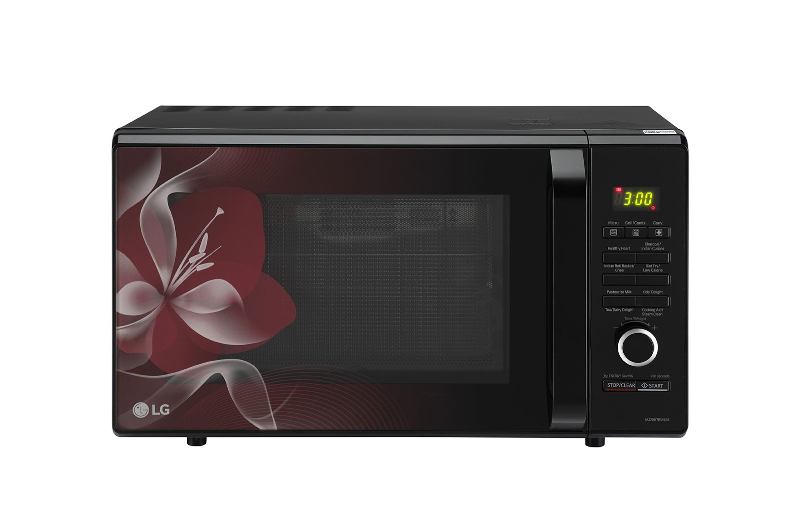 LG MJ2887BWUM charcoal convection microwave front view