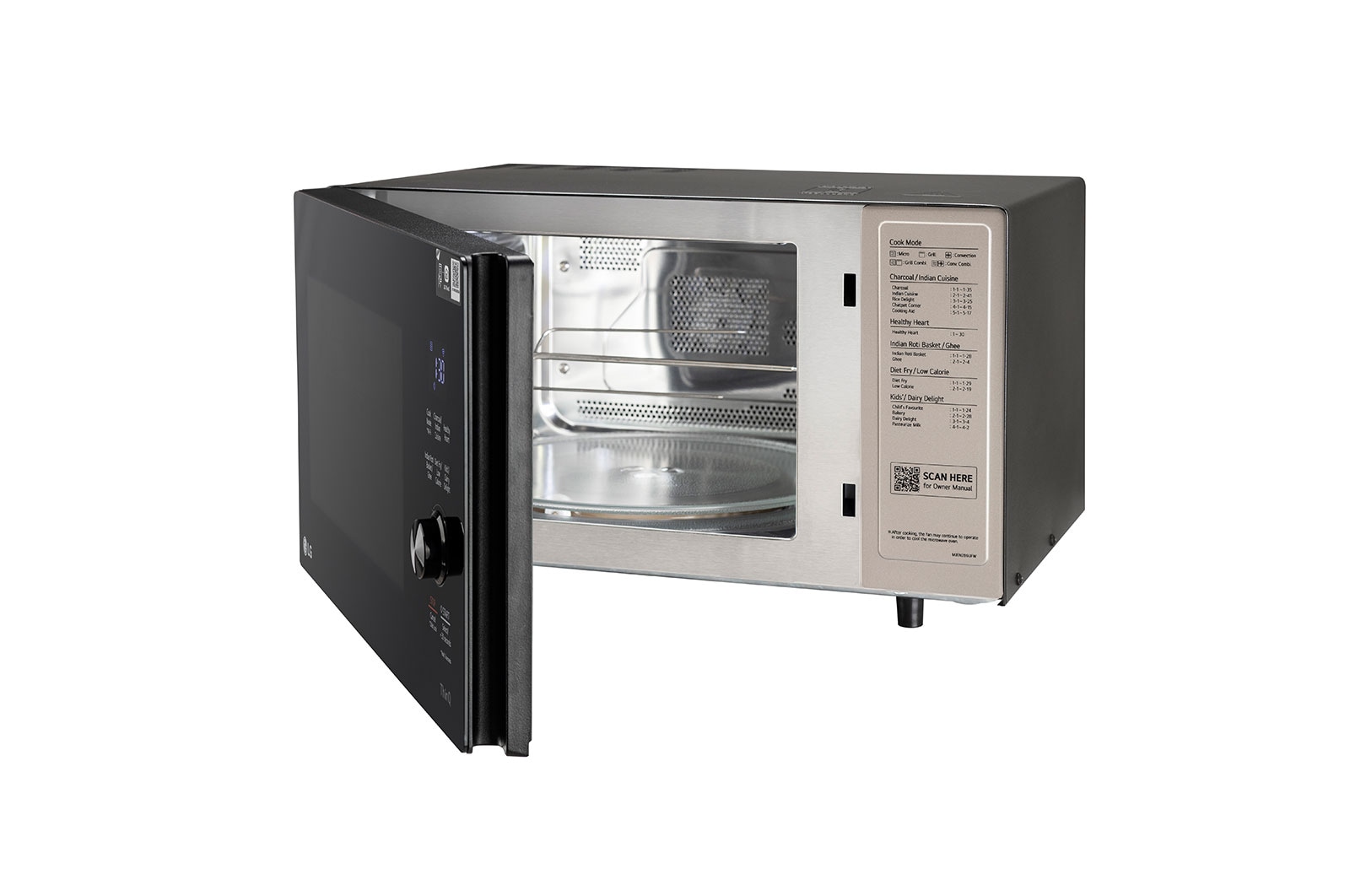 LG 28 L Scan-To-Cook Charcoal Convection Microwave Oven with 301 Auto Cook Menu, Healthy Heart, Motorised Rotisserie, Black, MJEN286UFW