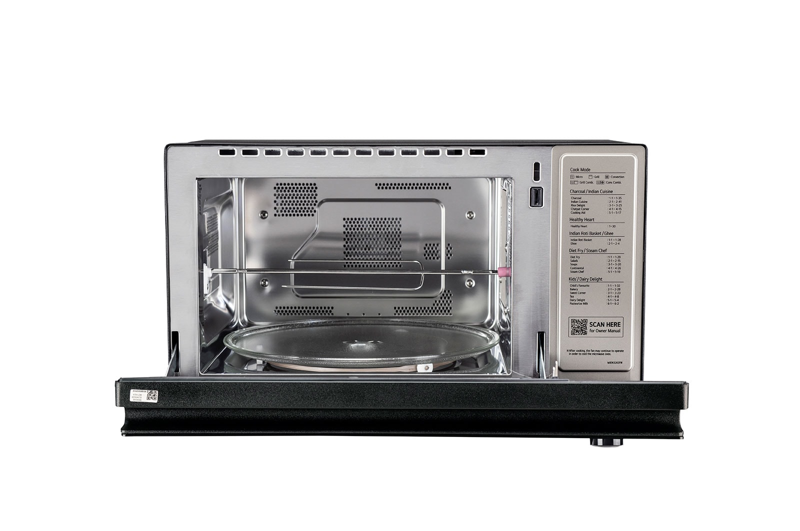 LG 32 L Scan-To-Cook Charcoal Microwave Oven with Healthy Heart?, Charcoal Lighting Heater, Motorised Rotisserie, Black, MJEN326SFW