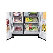LG 635L Side-by-Side Refrigerator, InstaView Door-in-Door?, Matte Black Finish, 3 Star, GL-X257AMCX