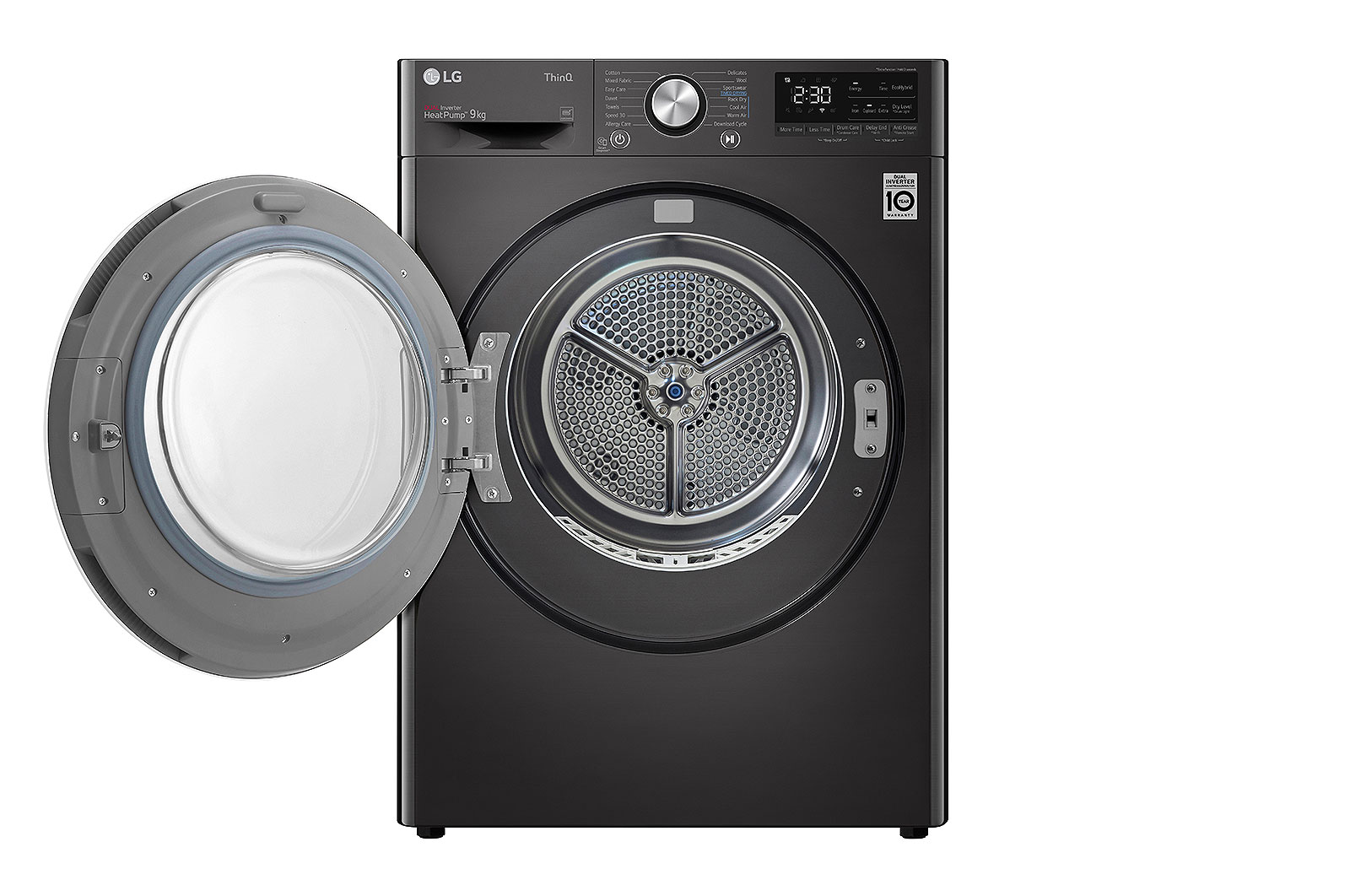 LG 9Kg Dryer, Dual Heat Pump?, Black Steel, DHV09SWB