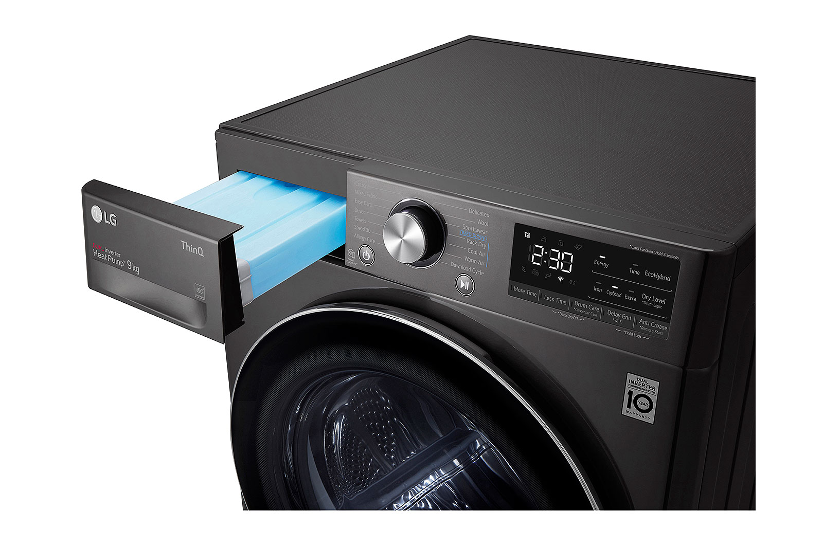 LG 9Kg Dryer, Dual Heat Pump?, Black Steel, DHV09SWB