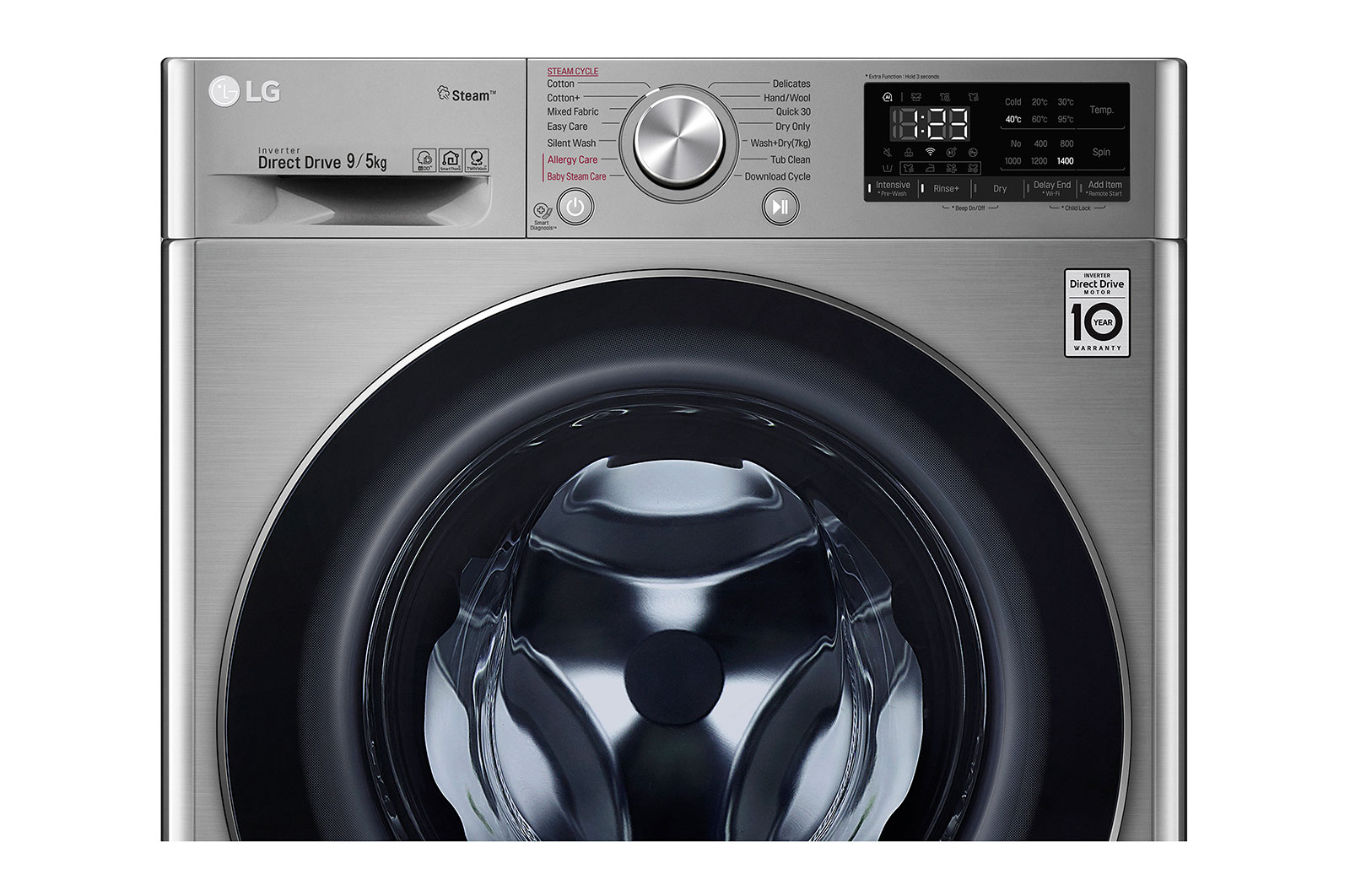 LG 9/5Kg Front Load Washer-Dryer, AI Direct Drive?, Stainless Steel VCM, FHD0905SWS