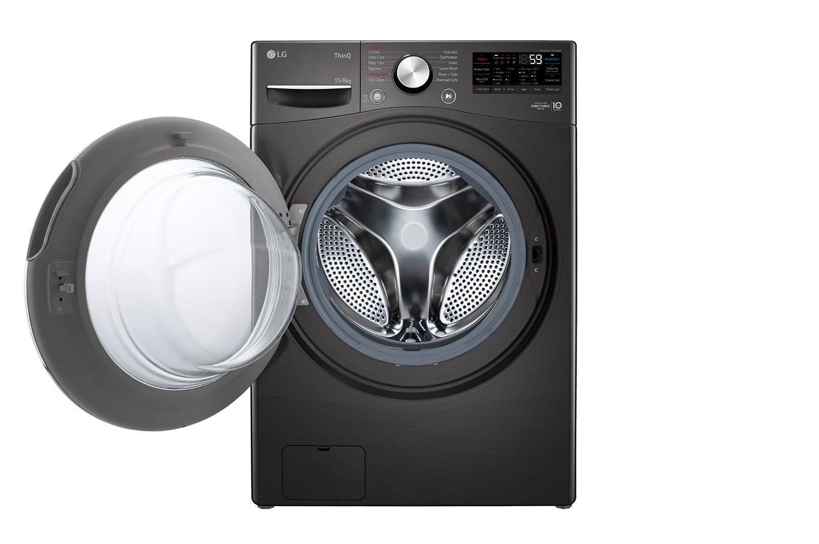 LG 15/8Kg Front Load Washer-Dryer, AI Direct Drive?, Black VCM, FHD1508STB