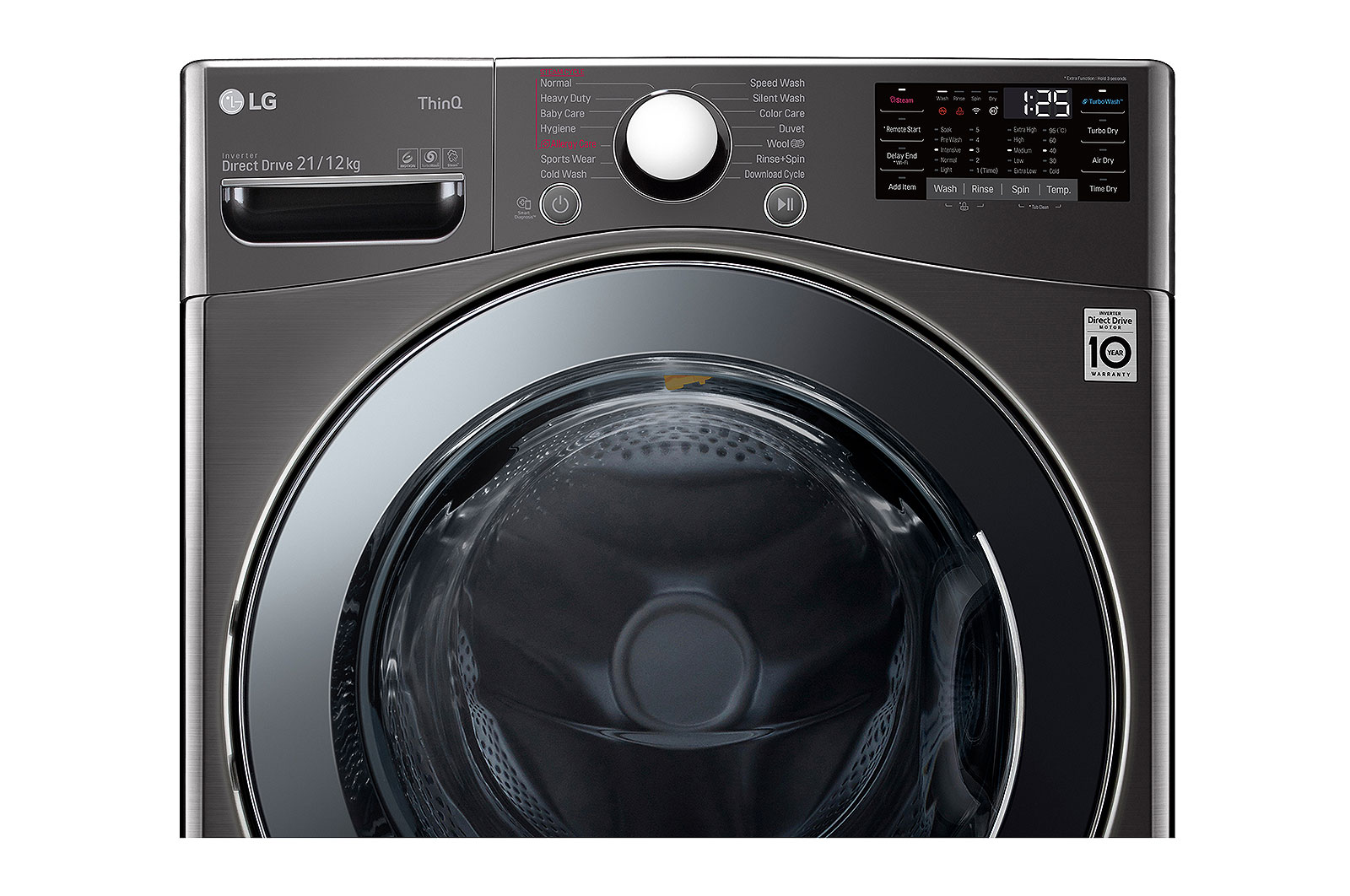 LG 21/12Kg Front Load Washer-Dryer, Inverter Direct Drive?, Black VCM, FHD2112STB