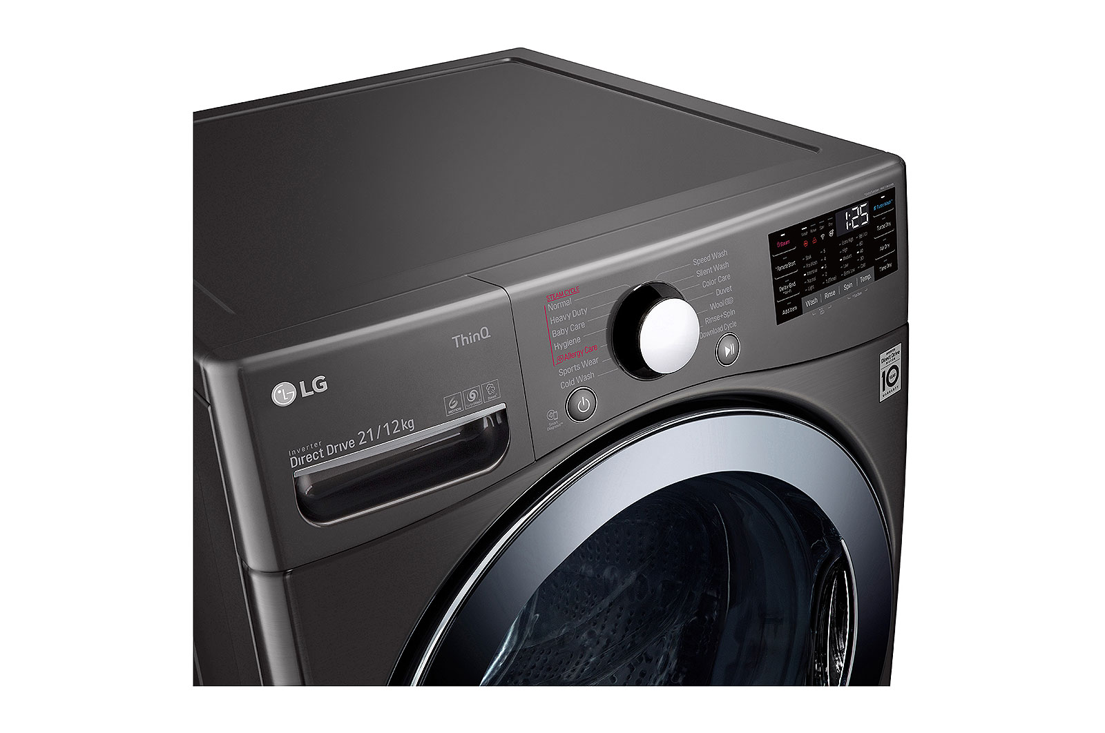LG 21/12Kg Front Load Washer-Dryer, Inverter Direct Drive?, Black VCM, FHD2112STB