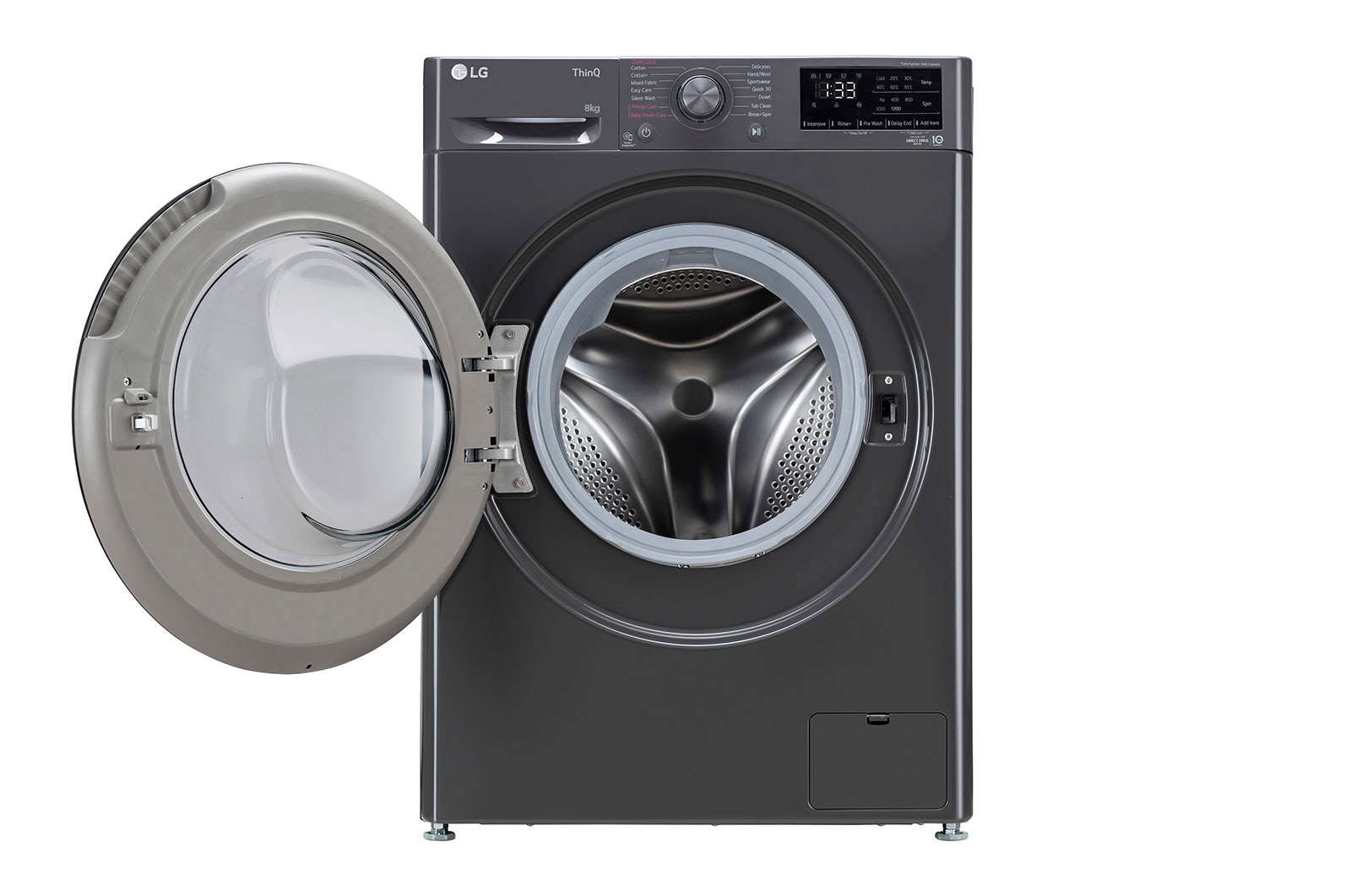 LG 8Kg Front Load Washing Machine, AI Direct Drive?, Steam, Wifi, Middle Black, FHP1208Z5M