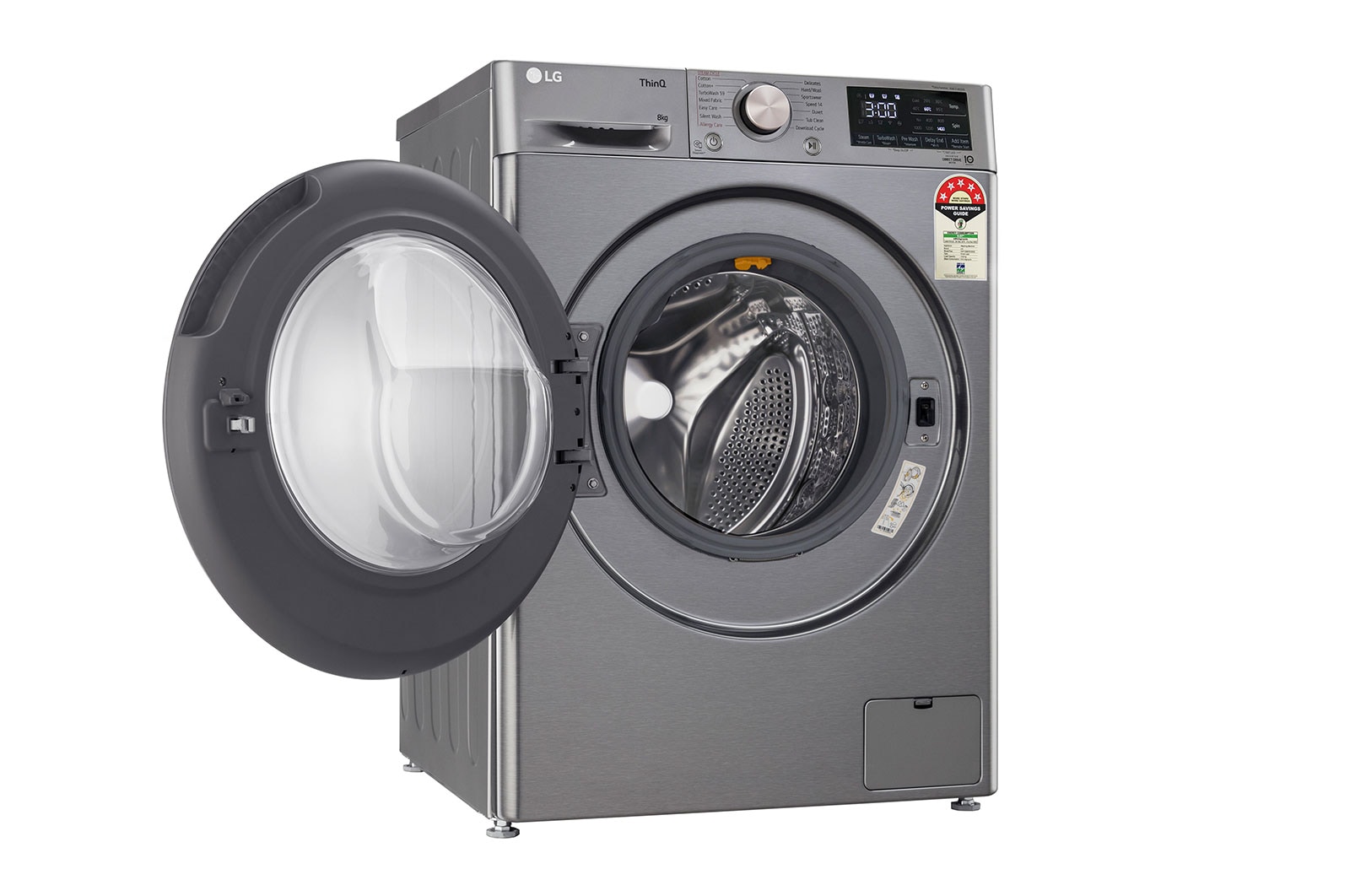 LG 8Kg Front Load Washing Machine, AI Direct Drive?, Steam?, Platinum Silver, FHP1208Z5P