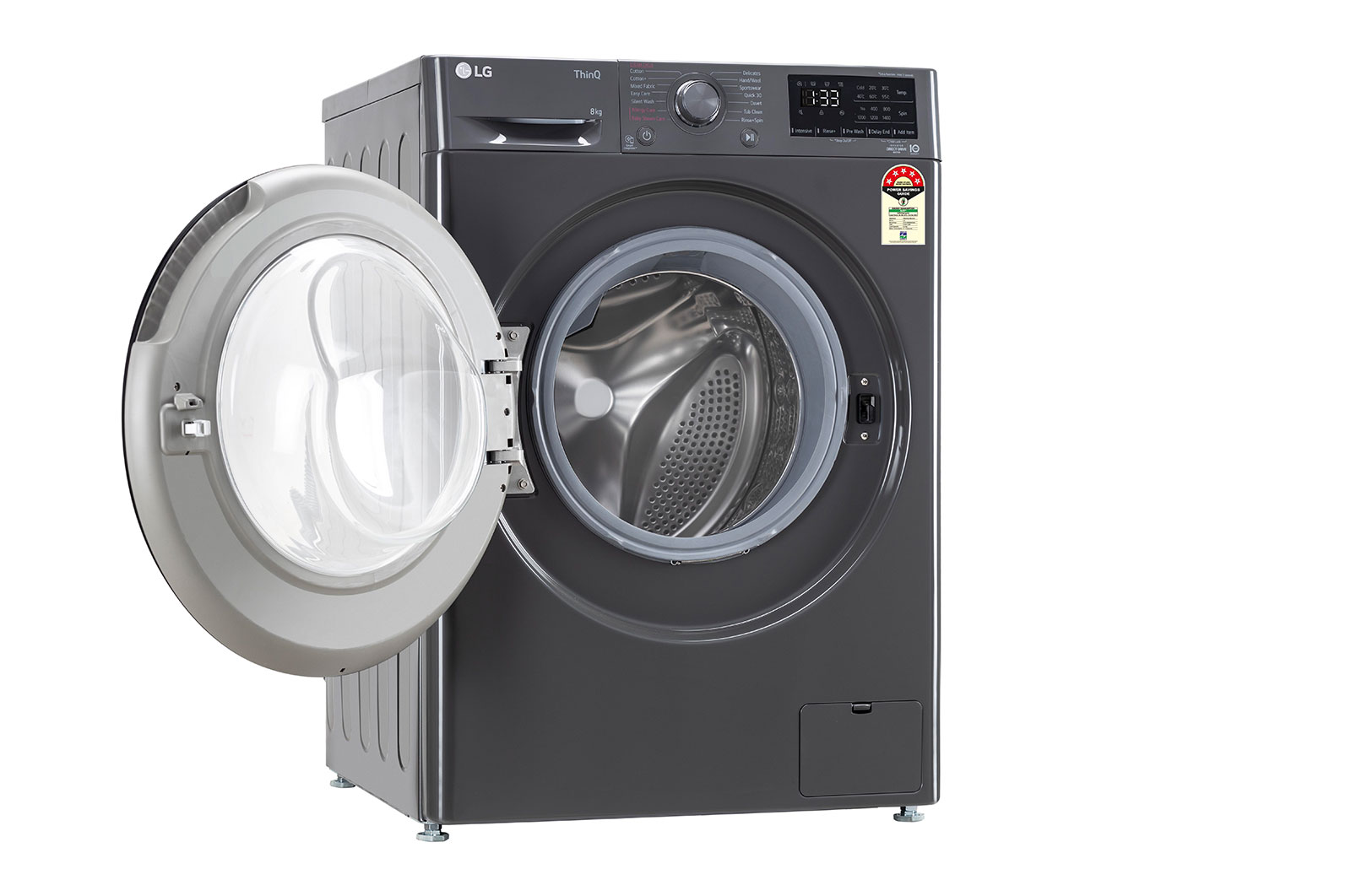 LG 8Kg Front Load Washing Machine, AI Direct Drive? , Steam, Middle Black, FHV1408Z2M
