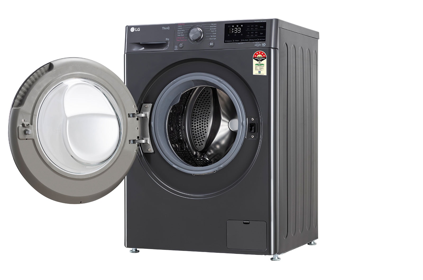 LG 8Kg Front Load Washing Machine, AI Direct Drive? , Steam, Middle Black, FHV1408Z2M