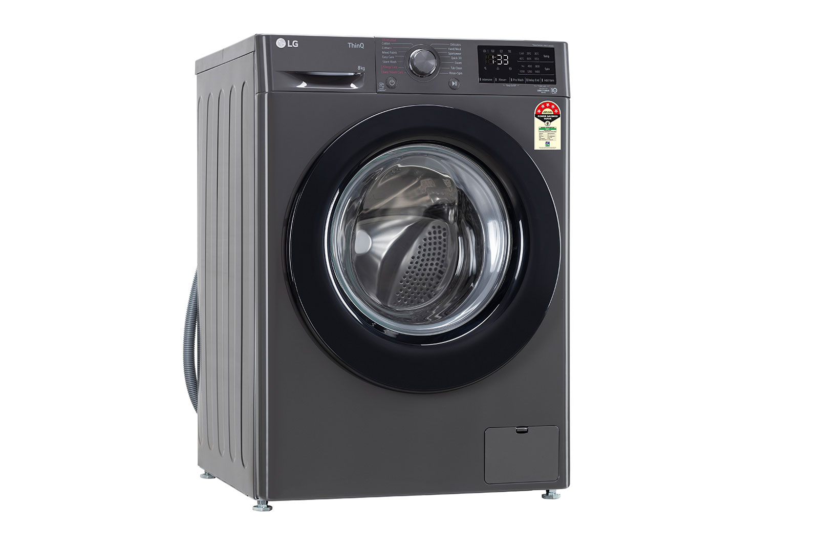 LG 8Kg Front Load Washing Machine, AI Direct Drive? , Steam, Middle Black, FHV1408Z2M