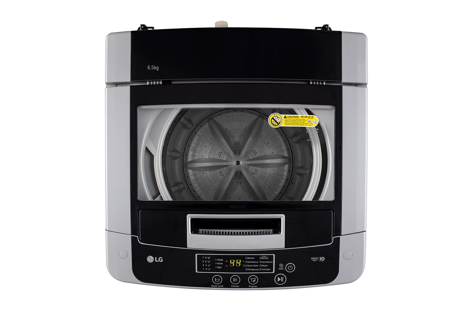 LG 6.5Kg Top Load Washing Machine, Smart Inverter Motor, Middle Free Silver?, T65SKSF4Z