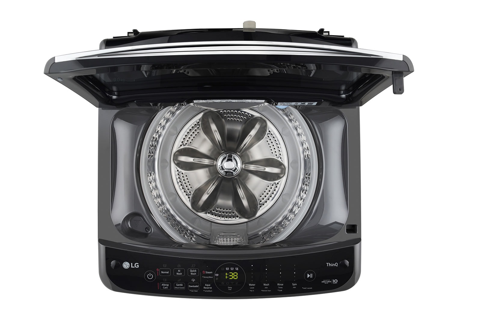 LG 9Kg Top Load Washing Machine, AI Direct Drive?, In-built Heater, Middle Black, THD09SWM