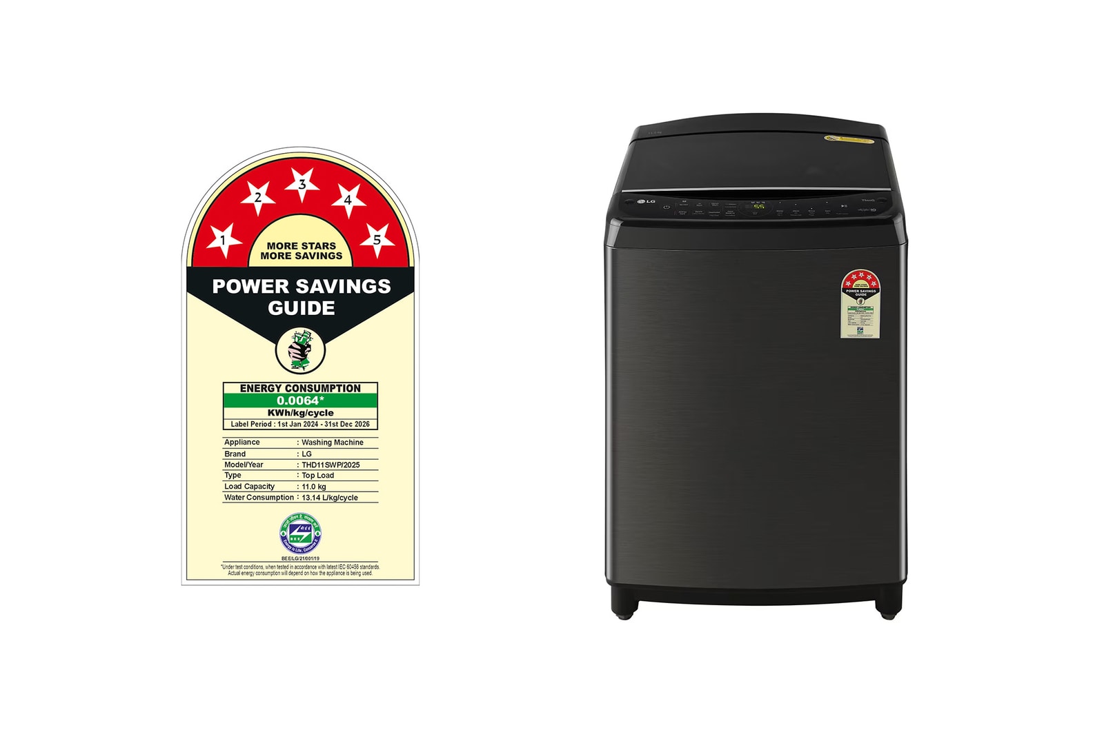 LG 11Kg Top Load Washing Machine, AI Direct Drive?, Platinum Black, THD11SWP