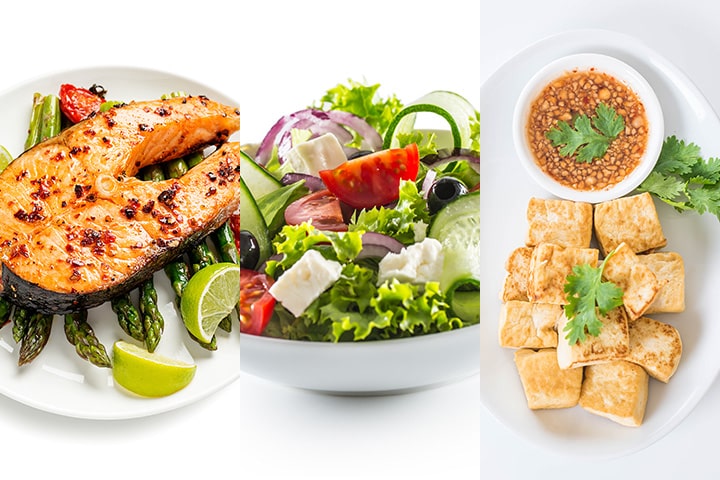 A variety of foods are shown
