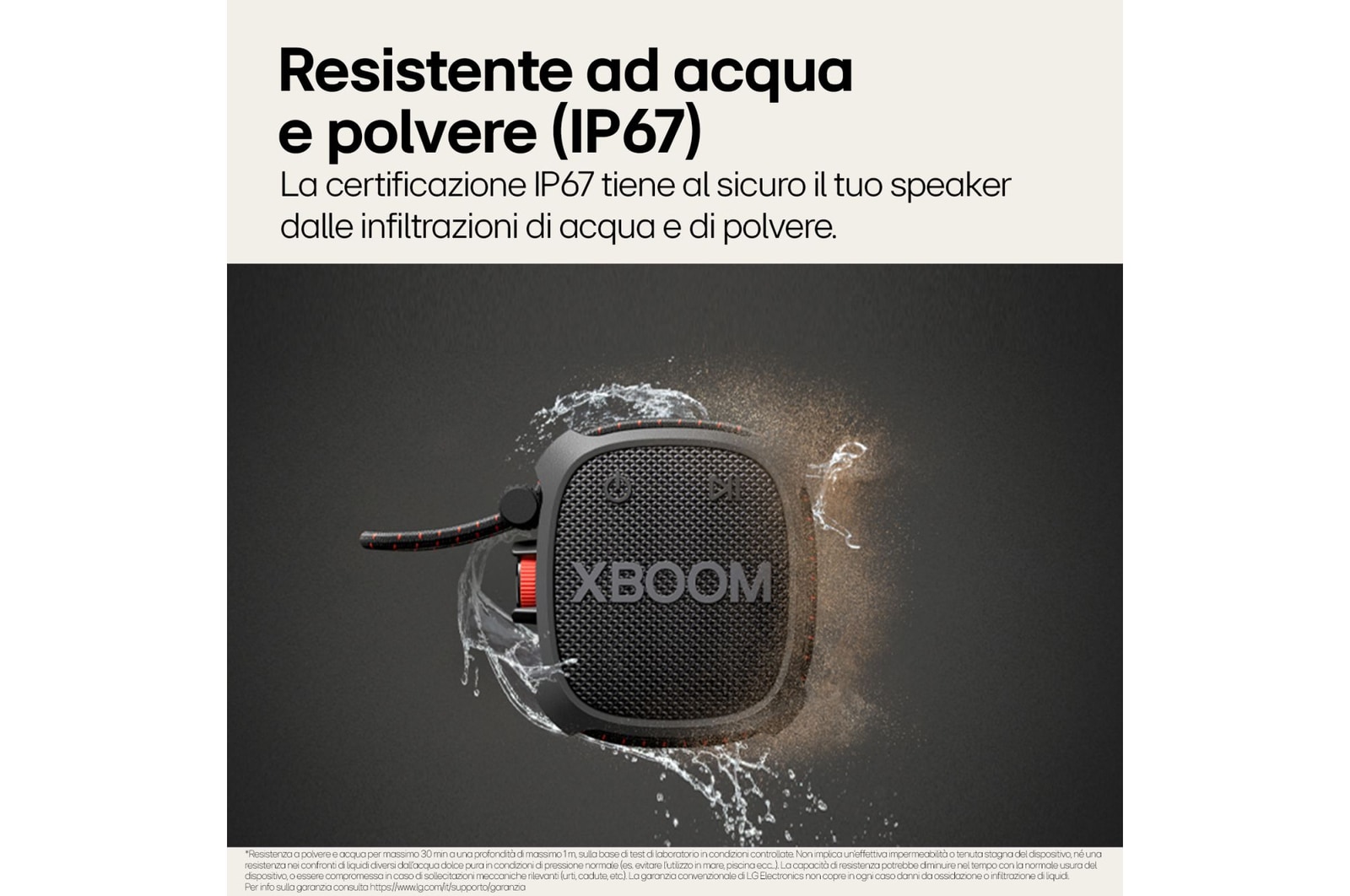 Caratteristica Resistente ad acqua e polvere (IP67)