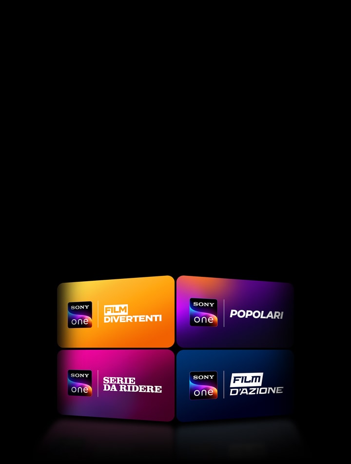 I poster dei spettacoli TV esclusivi sono mostrati in una griglia angolata. 
