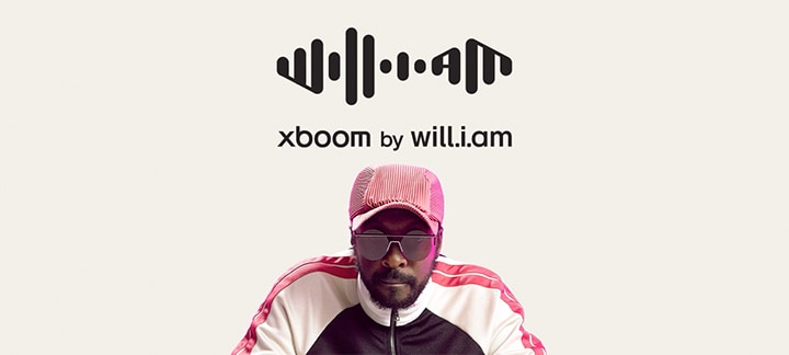 Immagine di will.i.am con il logo xboom by will.i.am