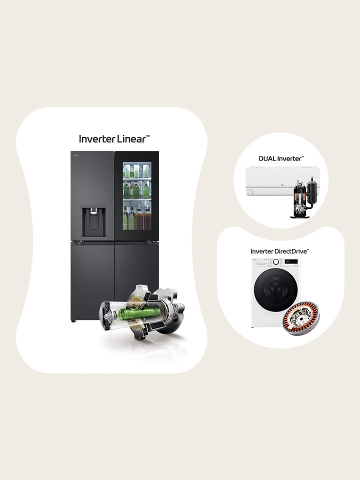 Le lavatrici, i frigoriferi e i condizionatori sono dotati dele tecnologie più innovative: Linear Inverter? nei frigoriferi, Inverter DirectDrive? nelle lavatrici e DUAL Inverter? nei condizionatori.