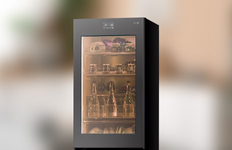 Image of a refrigerator with a view of the inside of the top of the refrigerator.