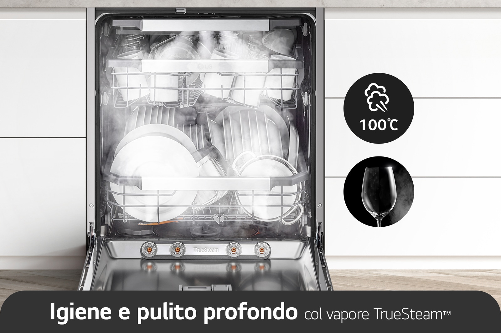 LG Offerta Kit: Forno 100% vapore InstaView 76L Classe A++ e Lavastoviglie a scomparsa totale QuadWash Serie 4, WSED7667M.DB475