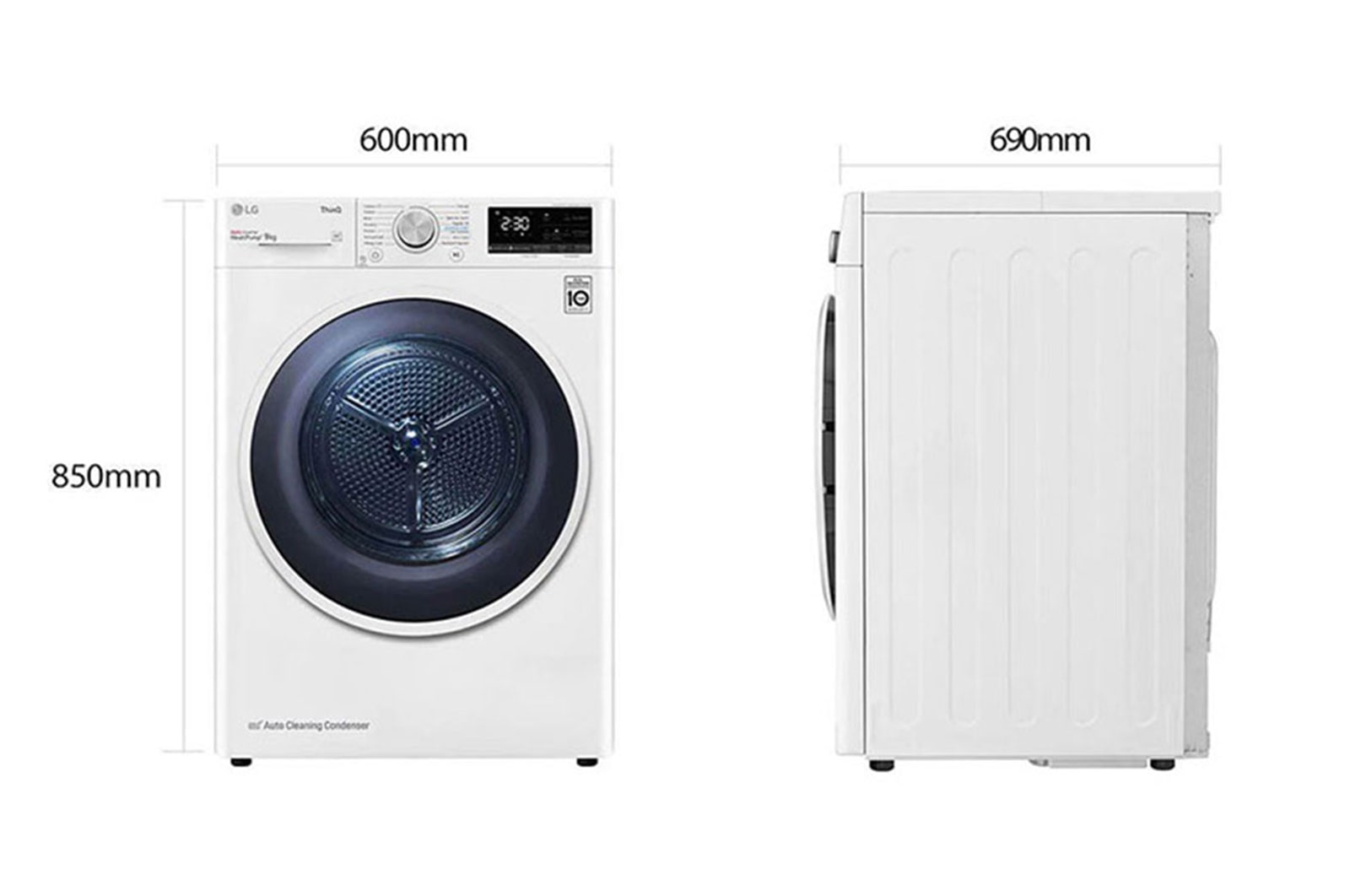 LG Asciugatrice 9kg a Pompa Di Calore condensatore autopulente Classe C Bianca, RH90V9AVHN