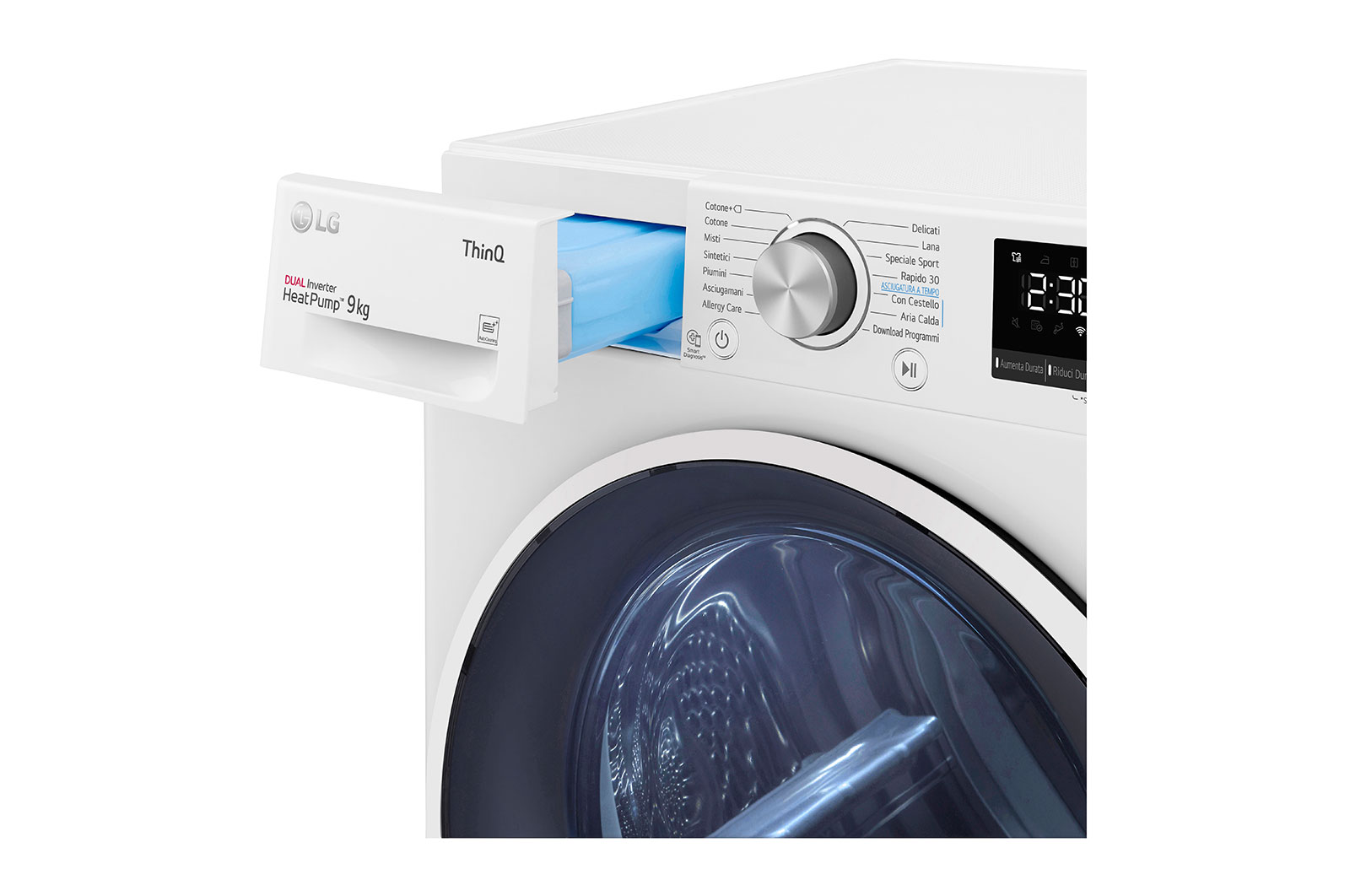 LG Asciugatrice 9kg a Pompa Di Calore condensatore autopulente Classe C Bianca, RH90V9AVHN