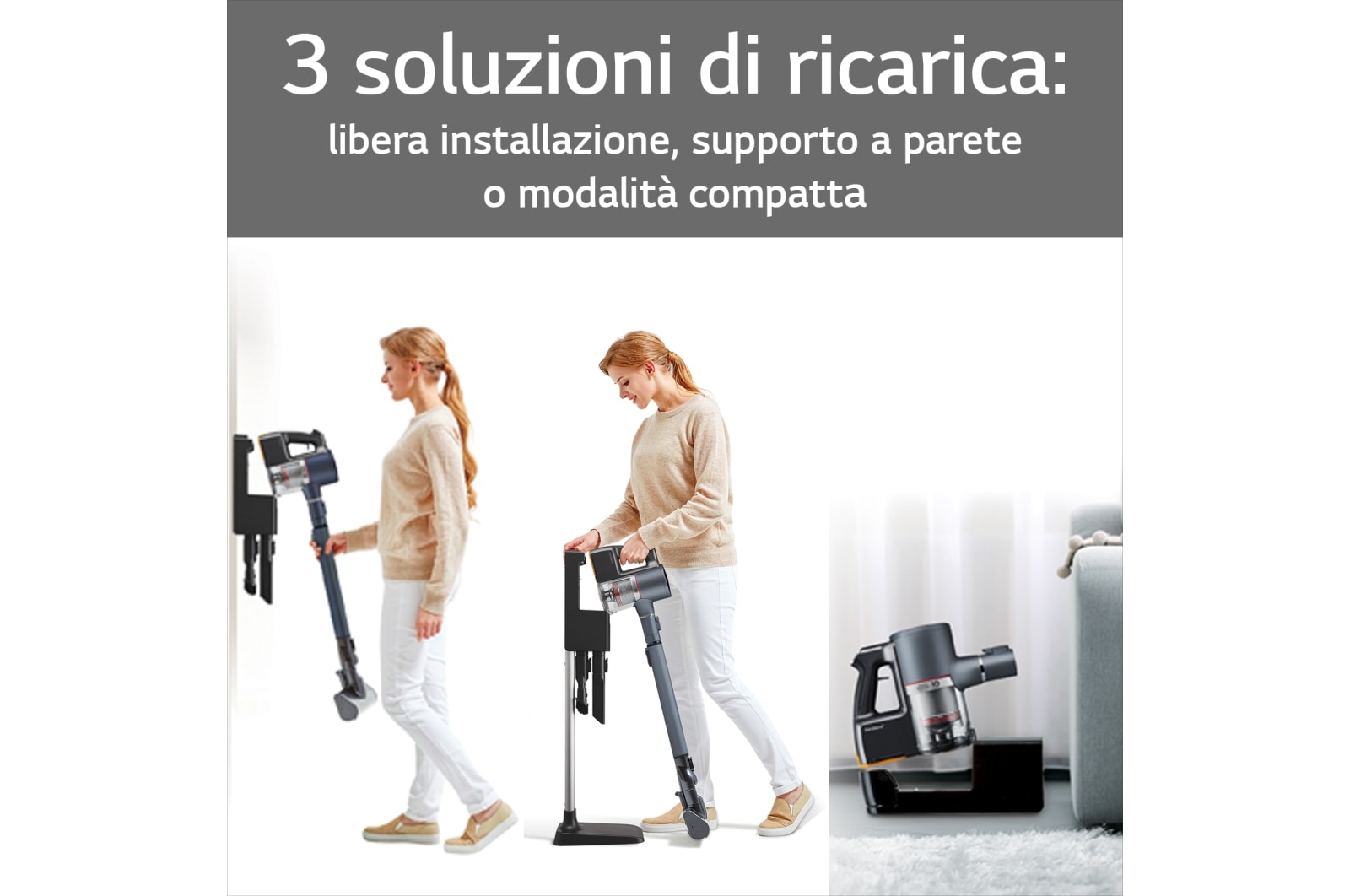 LG Aspirapolvere Senza Fili 200W CordZero? 2 spazzole 2 accessori Argento, A9K-CORE1S