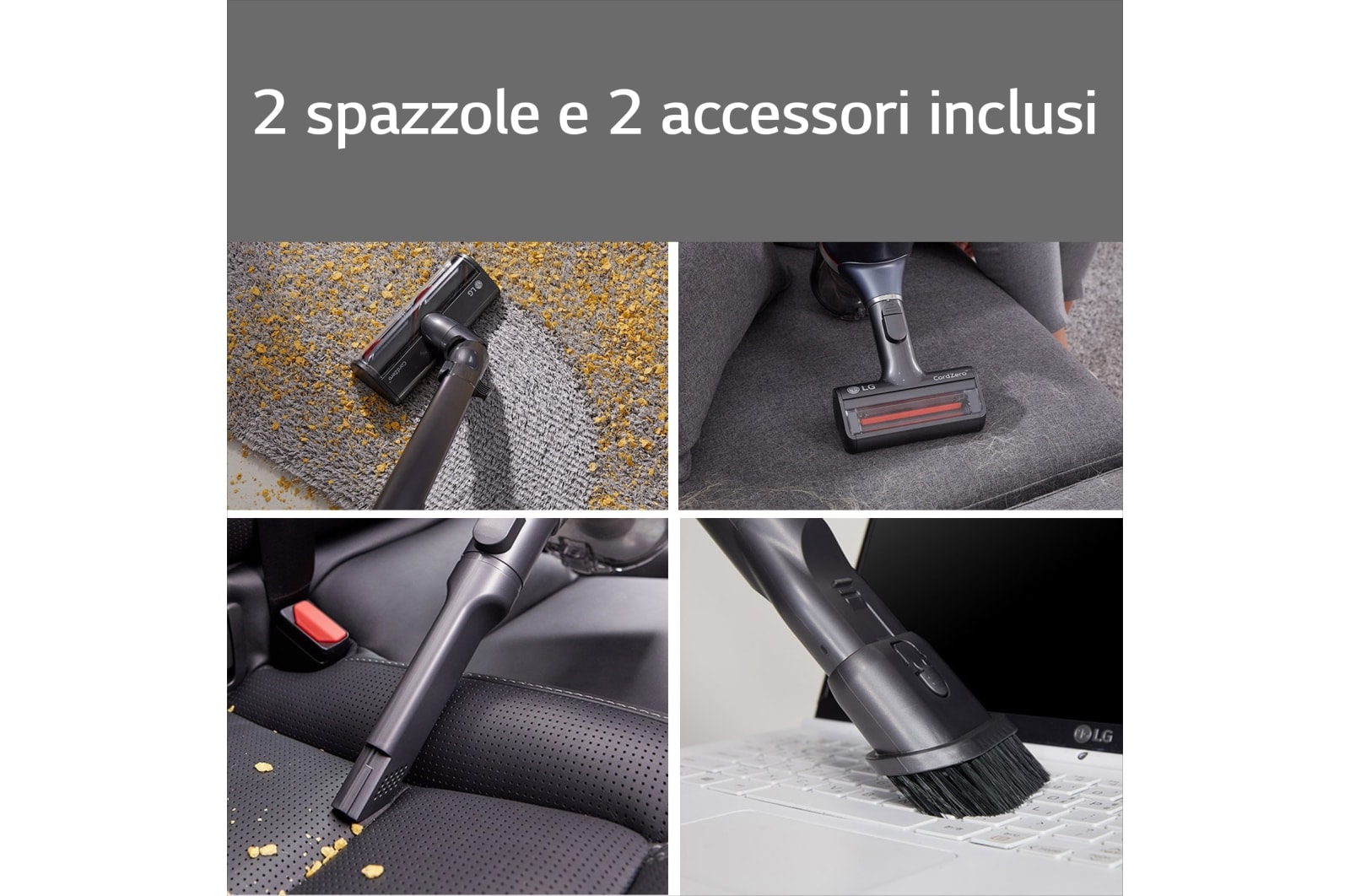 LG CordZero? A9K Pro | Aspirapolvere Kompressor? 200 W, 120 min | 3 spazzole + 4 accessori, Wi-Fi | Grigio, A9K-PRO1G