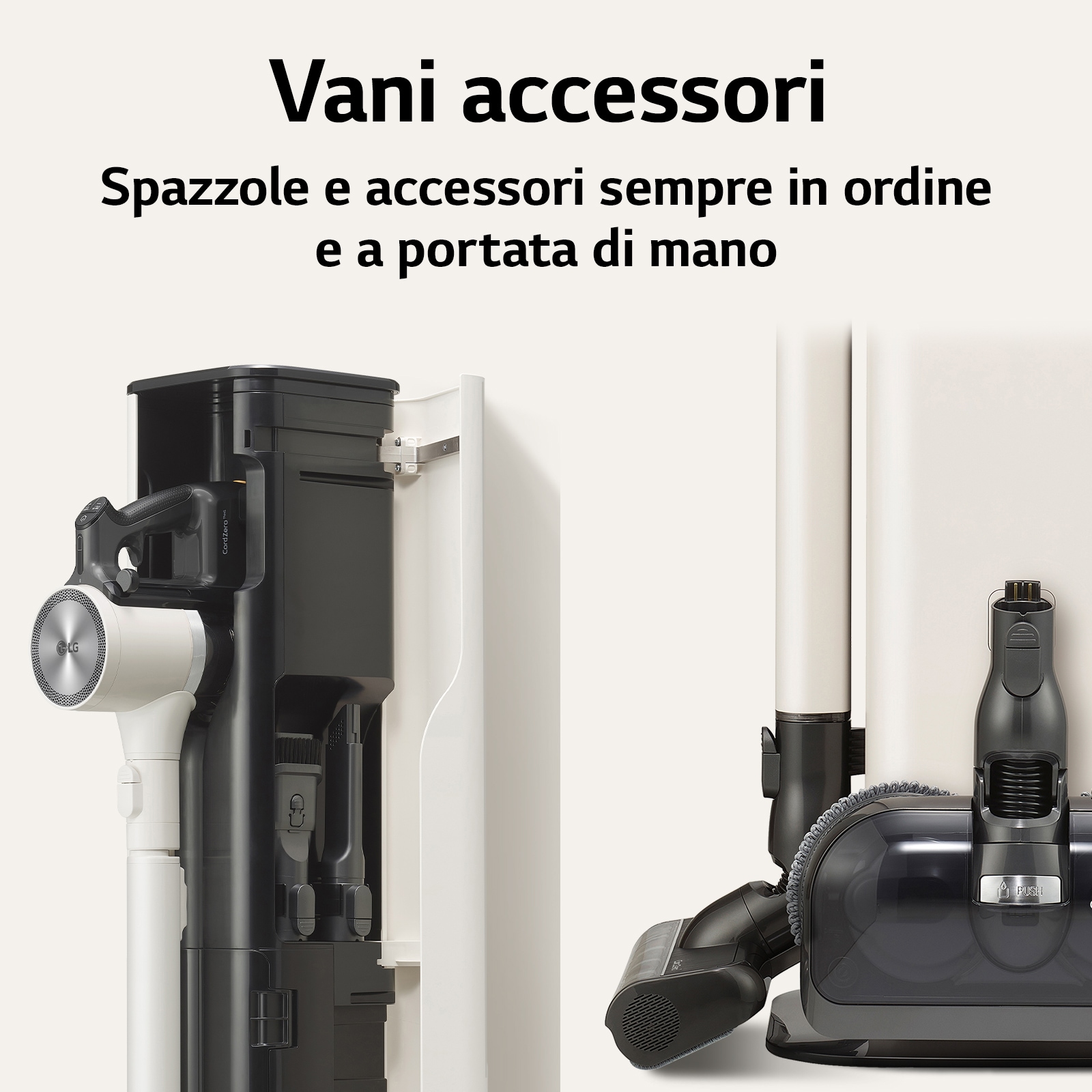 LG CordZero? All-in-One A9T | Aspirapolvere Kompressor? 200 W, 120 min | Auto-svuotamento, 4 spazzole + 2 accessori, Wi-Fi | Beige, A9T-ULTRA1C