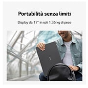 LG Notebook gram | 17", Windows 11 Home | Intel? Core? i7, 16GB RAM, SSD 1TB, solo 1.35kg di peso, Grigio Antracite, 17Z90R-G.AA79D