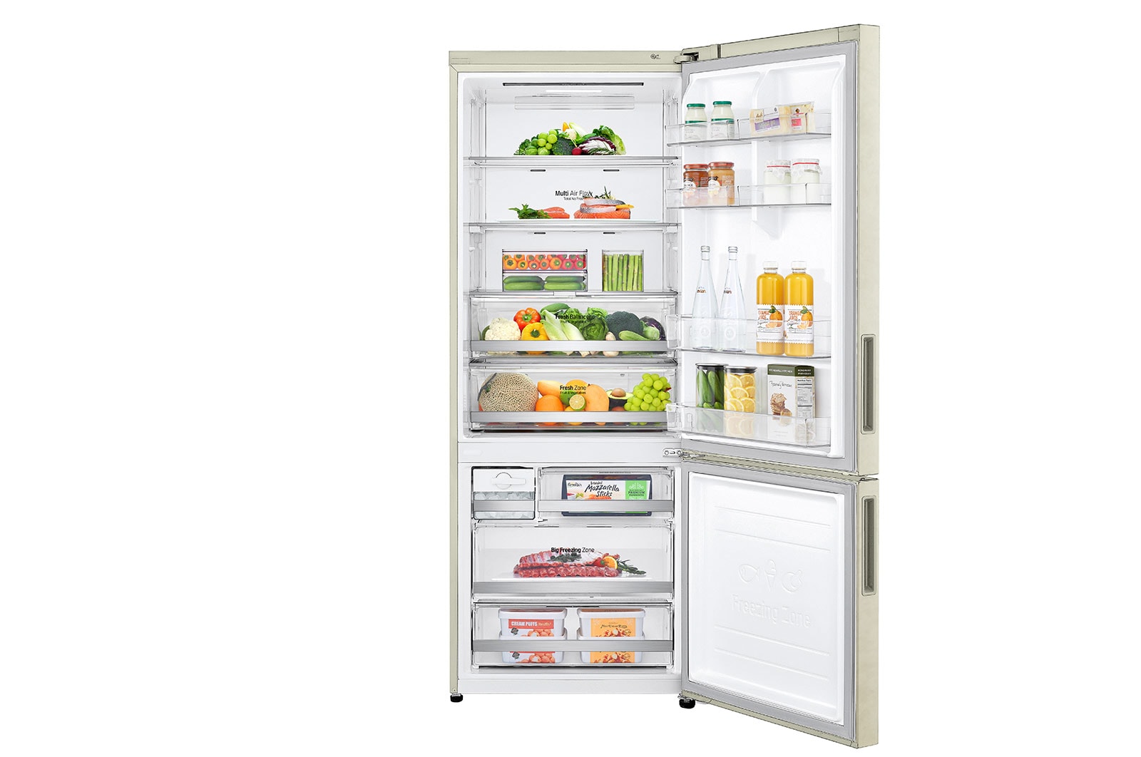 LG Frigorifero combinato 70cm | Classe E, 462L | Wi-Fi, Door & Linear Cooling, Fresh Balancer, No frost | Sabbia, GBB567SECMN