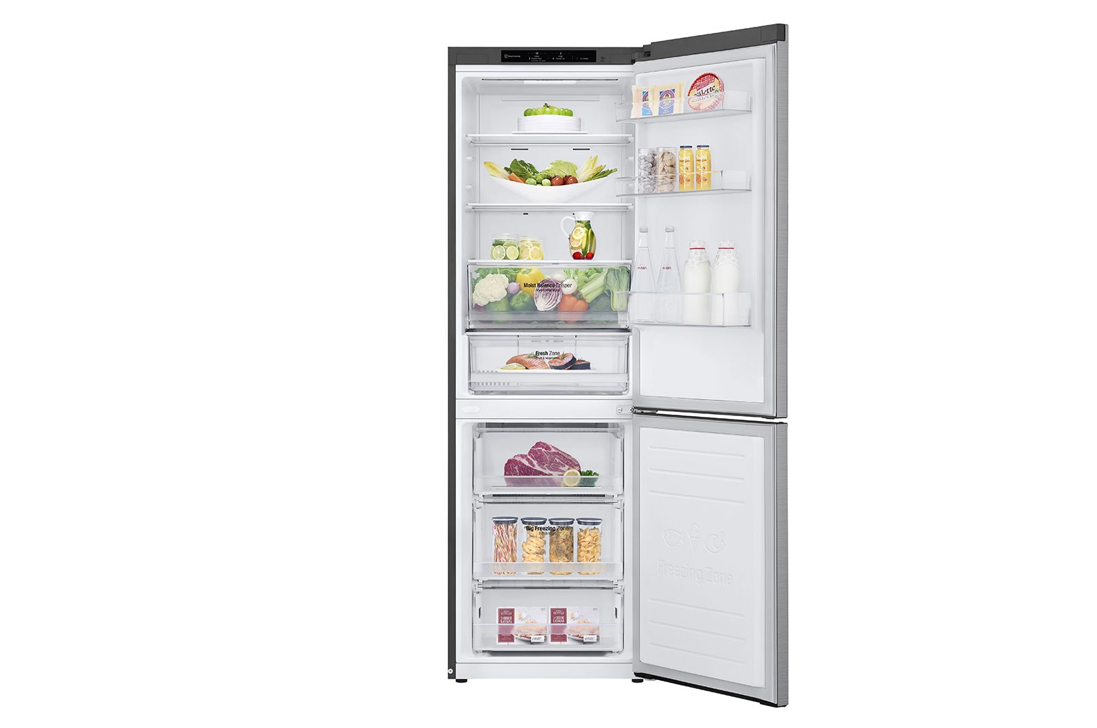 LG Frigorifero combinato | Classe E, 341L | Door & Linear Cooling, No frost | Inox, GBB61PZJMN