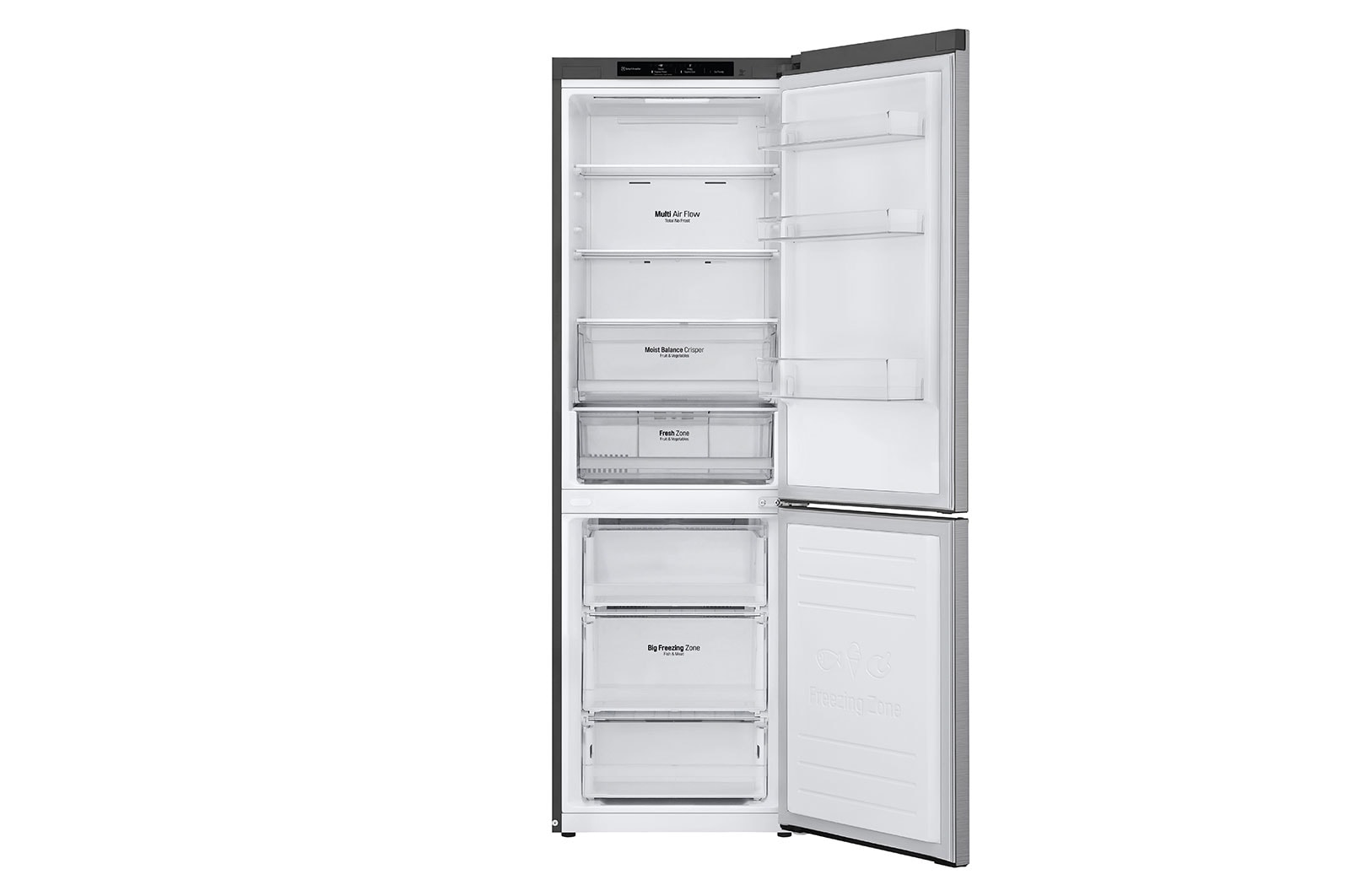 LG Frigorifero combinato | Classe E, 341L | Door & Linear Cooling, No frost | Inox, GBB61PZJMN