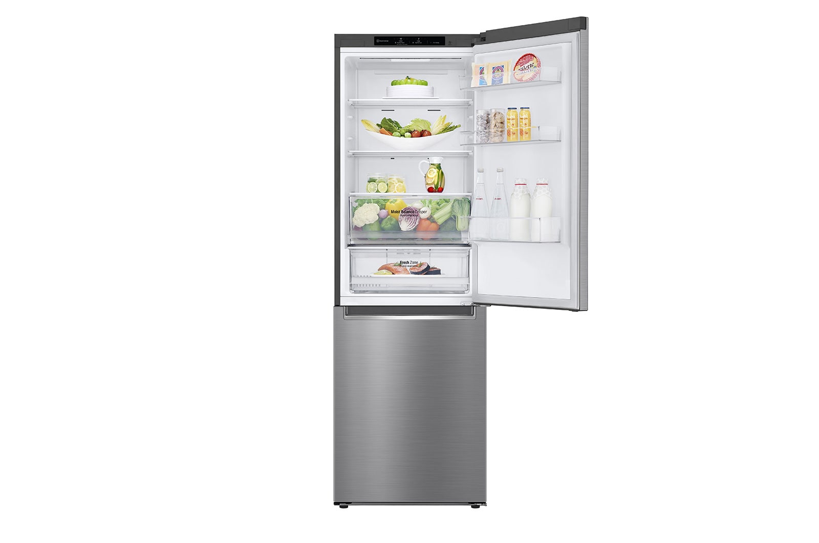 LG Frigorifero combinato | Classe E, 341L | Door & Linear Cooling, No frost | Inox, GBB61PZJMN