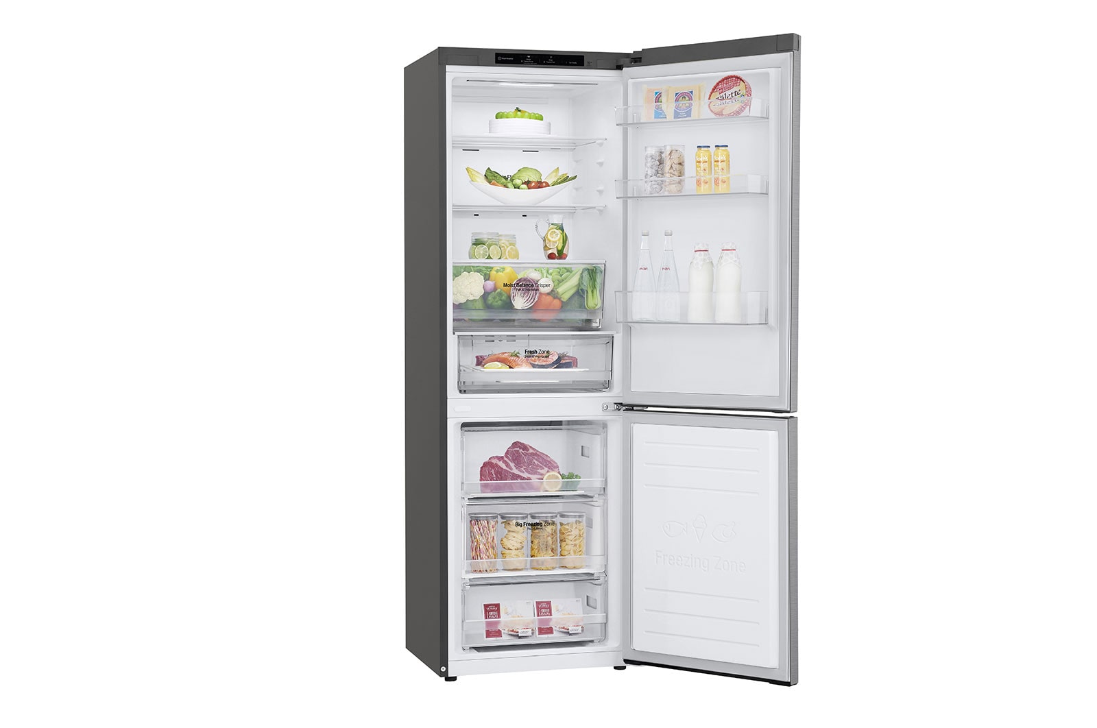 LG Frigorifero combinato | Classe E, 341L | Door & Linear Cooling, No frost | Inox, GBB61PZJMN