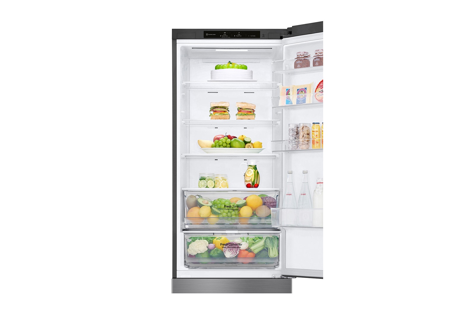 LG Frigorifero combinato | Classe A, 384L | Door & Linear Cooling, Fresh Converter, Compressore Lineare Inverter,No frost | Inox, GBP62PZNAC