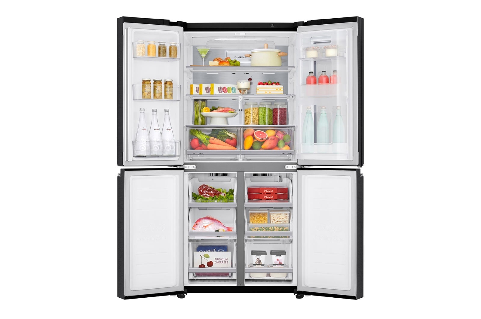LG Frigorifero Multidoor Slim InstaView Door-in-Door | Classe E, 530L | Wi-Fi, Door & Linear Cooling, No frost | Nero, GMQ844MC5E