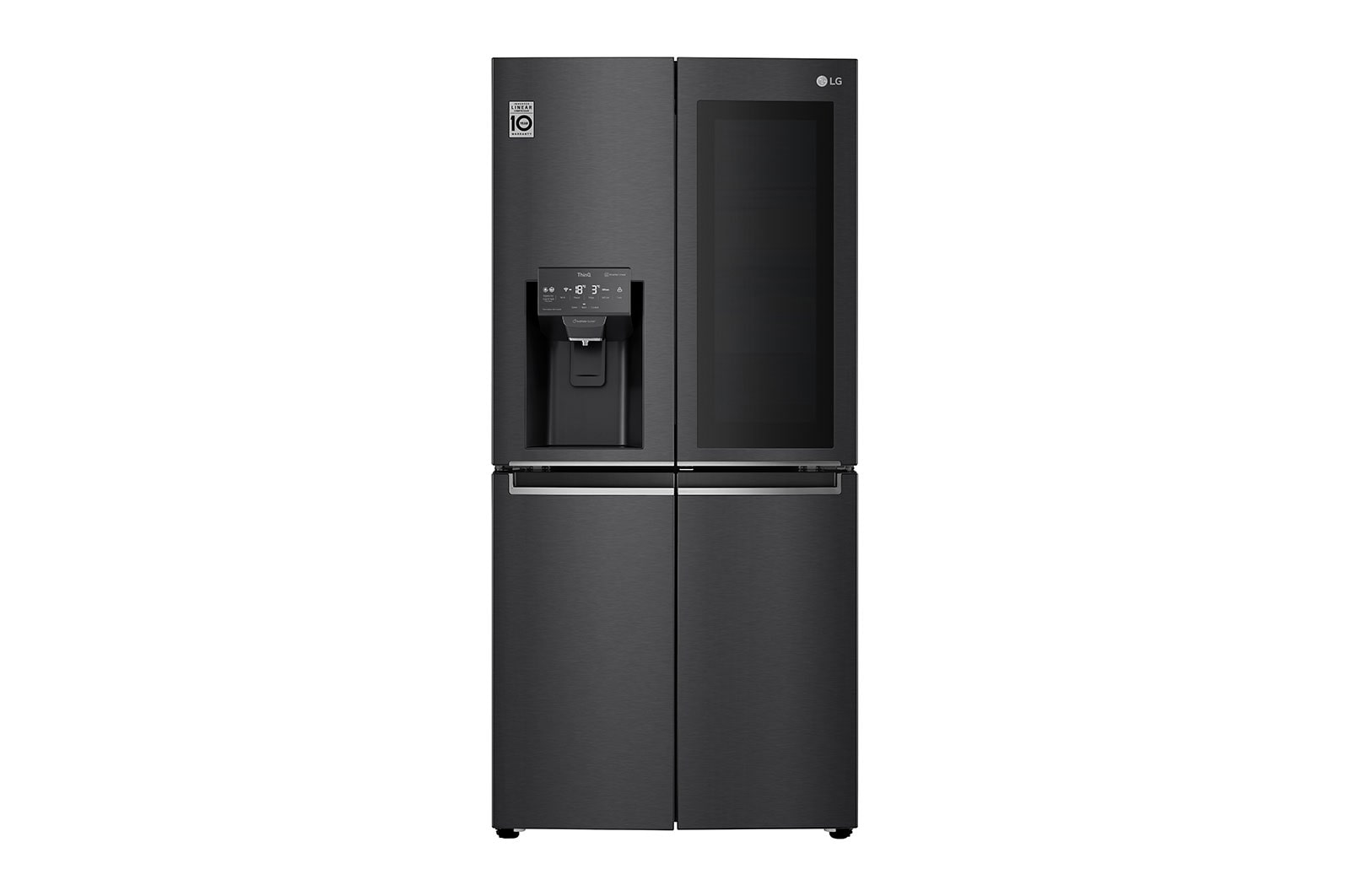 LG Frigorifero Multidoor Slim InstaView Door-in-Door | Classe F, 508L | Wi-Fi, Dispenser con allaccio, UVnano, No frost | Nero, GMX844MC6F