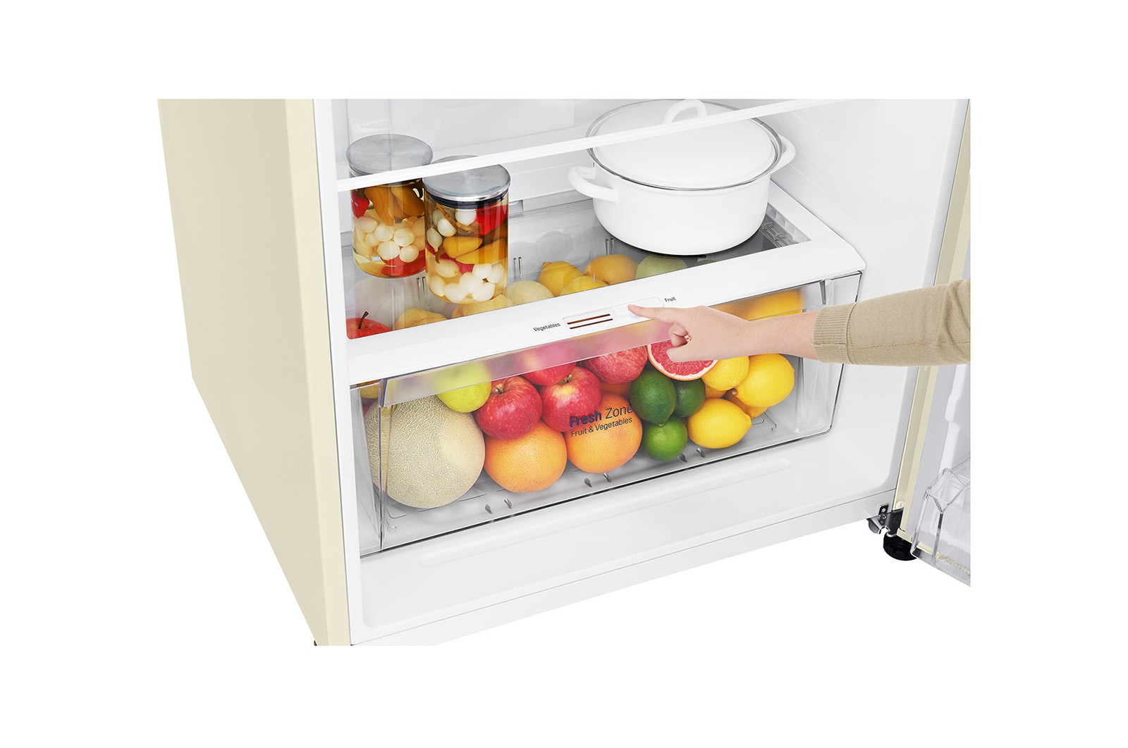 LG Frigorifero doppia porta | Classe E, 438L | Wi-Fi, Door&Linear Cooling, Gestione umidità, Maniglie esterne, No frost | Sabbia, GTB574SEHZD