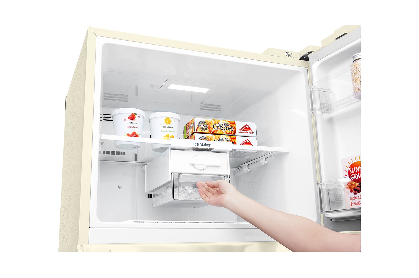 LG Frigorifero doppia porta | Classe E, 438L | Wi-Fi, Door&Linear Cooling, Gestione umidità, Maniglie esterne, No frost | Sabbia, GTB574SEHZD