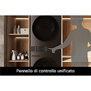 LG WashTower Colonna Bucato 12/10kg AI DD | Classe A-10% / A+++ | Pannello unificato, TurboWash360, Pompa di calore | Nera, WT1210BBF