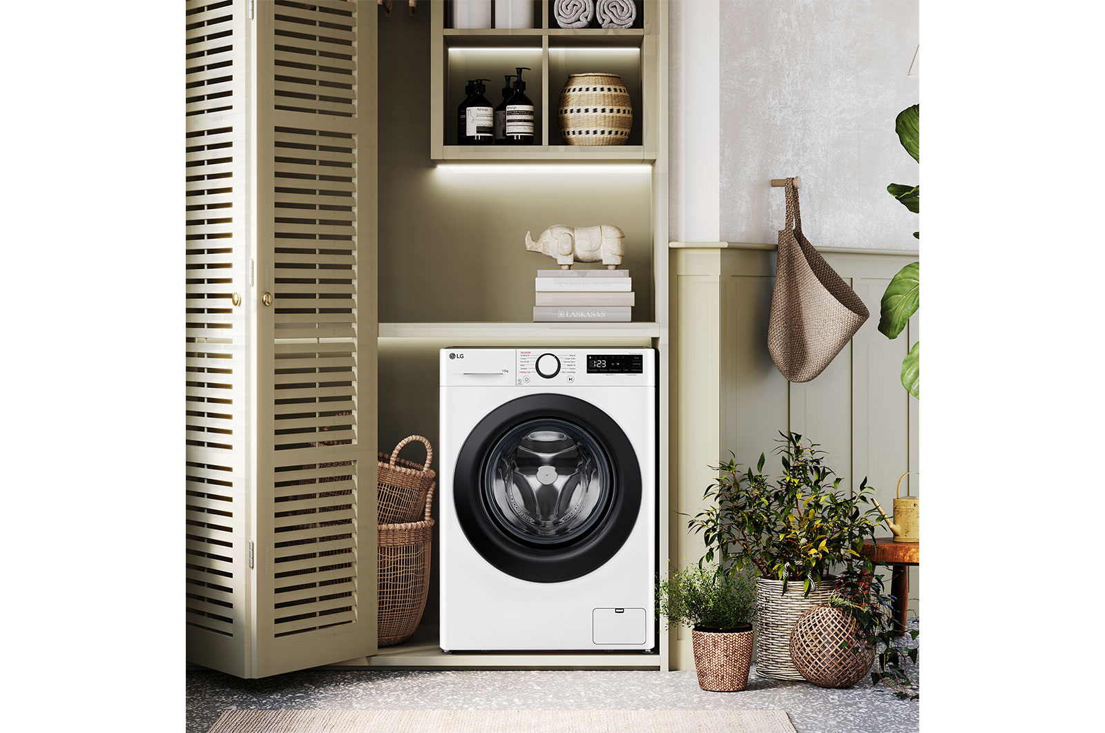 LG Lavatrice slim 8kg AI DD? | Serie R3 Classe A-10% | 1200 giri, Lavaggio a vapore, Lavaggio con AI, Direct Drive | White, F2R3S08NSWB