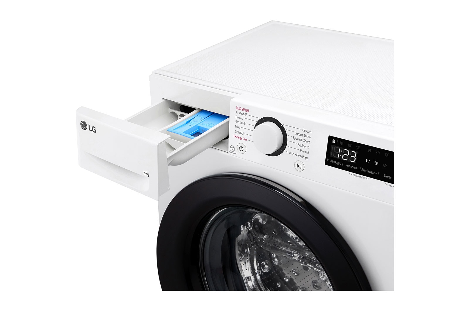 LG Lavatrice slim 8kg AI DD? | Serie R3 Classe A-10% | 1200 giri, Lavaggio a vapore, Lavaggio con AI, Direct Drive | White, F2R3S08NSWB