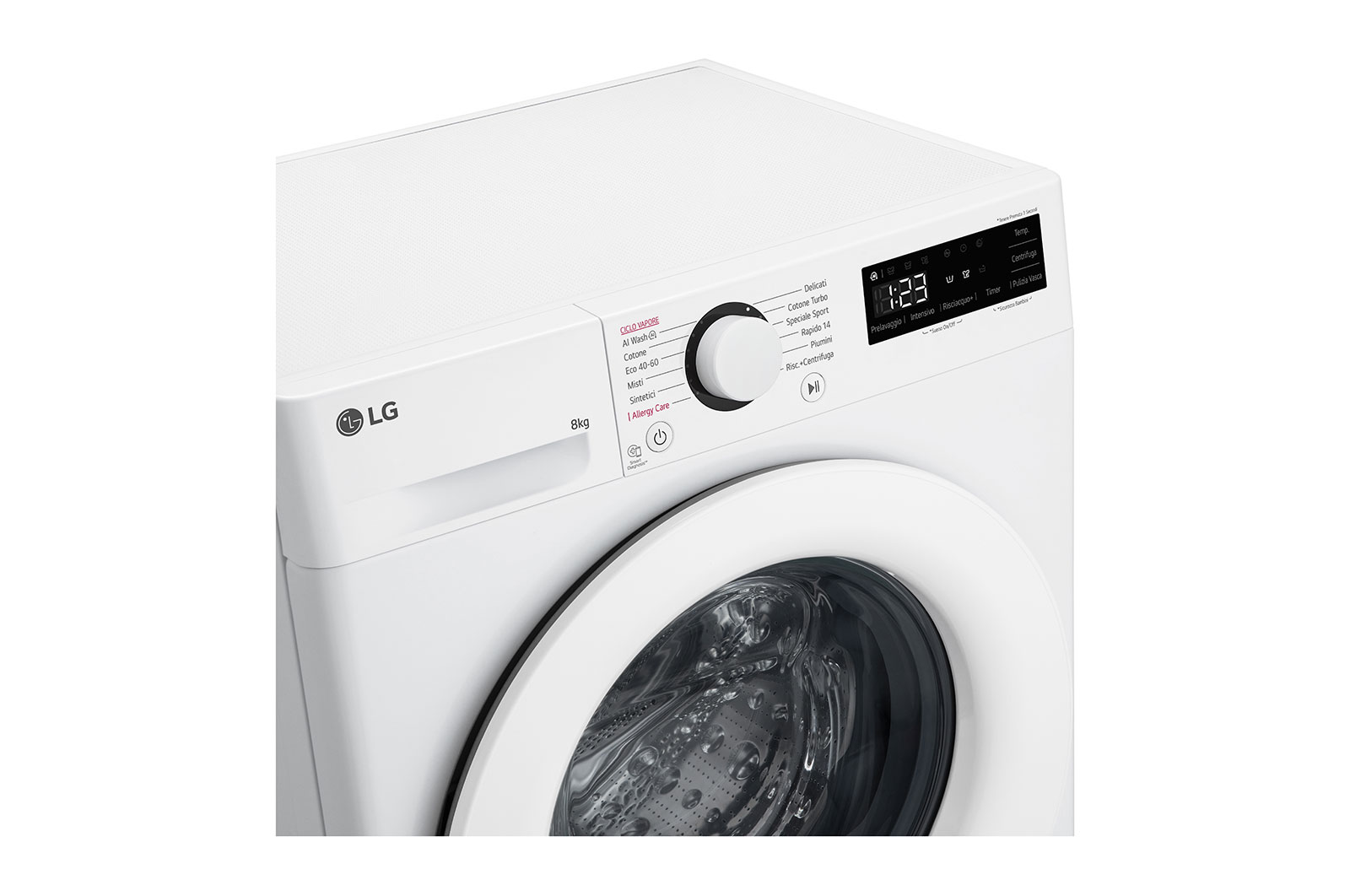 LG Lavatrice slim 8kg AI DD? | Serie R3 Classe A-10% | 1200 giri, Lavaggio a vapore, Lavaggio con AI, Direct Drive | White, F2R3S08NSWW