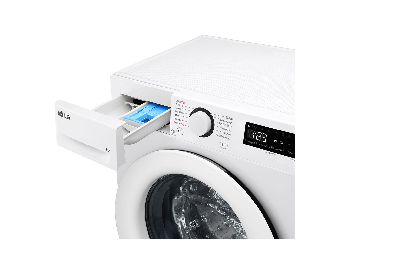 LG Lavatrice slim 8kg AI DD? | Serie R3 Classe A-10% | 1200 giri, Lavaggio a vapore, Lavaggio con AI, Direct Drive | White, F2R3S08NSWW