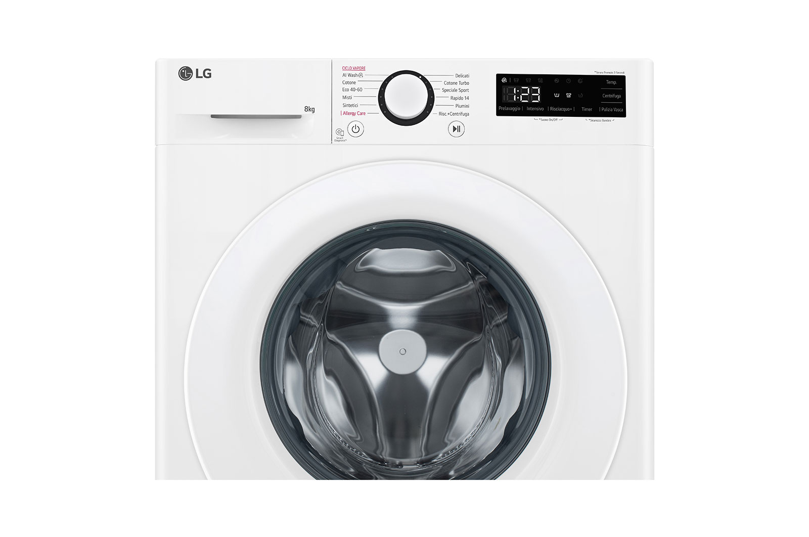 LG Lavatrice slim 8kg AI DD? | Serie R3 Classe A-10% | 1200 giri, Lavaggio a vapore, Lavaggio con AI, Direct Drive | White, F2R3S08NSWW